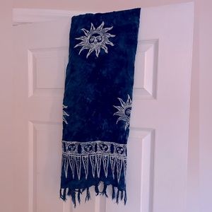 Large Scarf/ Wall Tapestry (blue suns)